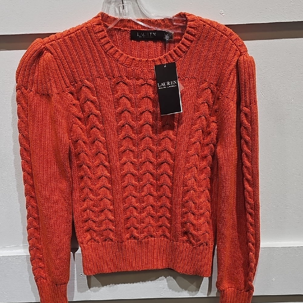 Women's Orange Cable Knit Sweater